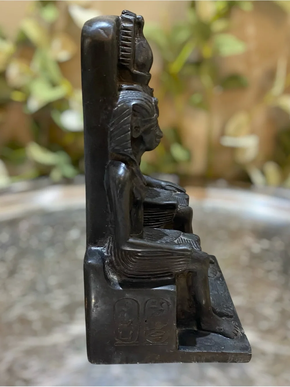 Vintage Bookend Egyptian King Queen on Throne Black